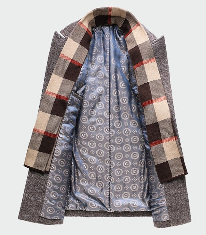 Laurence™ | Mænd Vindtæt Uldfrakke med Raffineret Tørklæde