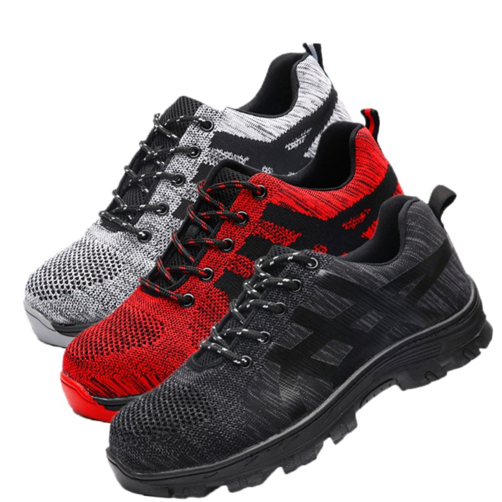 Fortanox™ | Herre Arbejdssko med Ståltå | Sporty Sikkerhedssko med Skridsikker Sål, Kevlar Mellemsål og Åndbart Mesh
