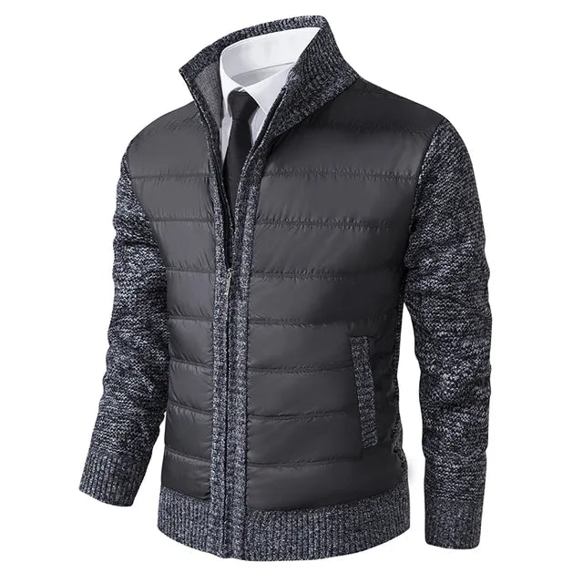Mauro | Hybrid Herrejakke | Slim Fit Overgangsjakke med Strikkede Ærmer & Vatteret Front