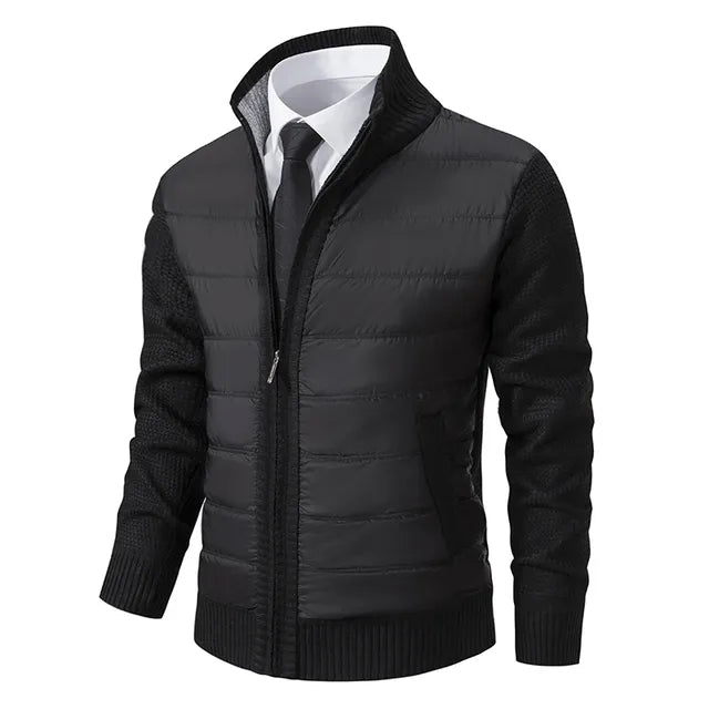 Mauro | Hybrid Herrejakke | Slim Fit Overgangsjakke med Strikkede Ærmer & Vatteret Front