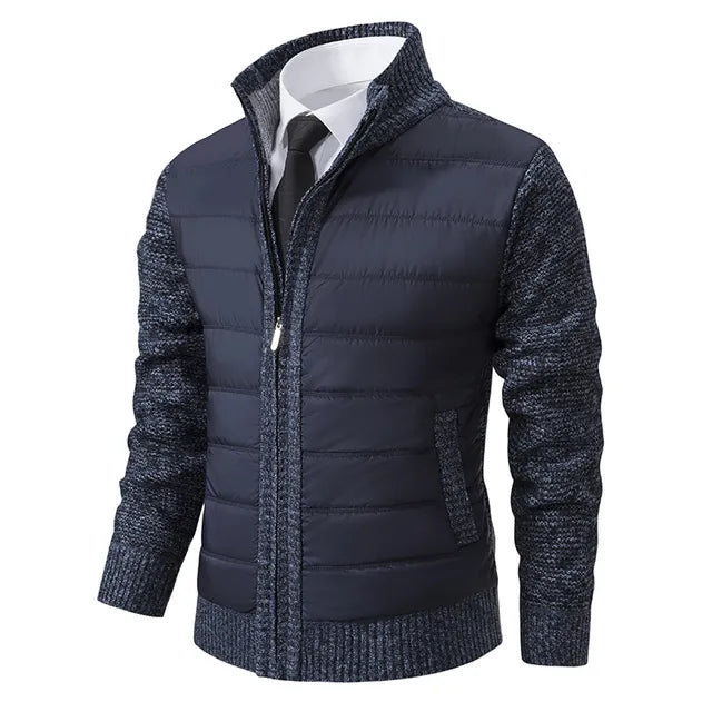 Mauro | Hybrid Herrejakke | Slim Fit Overgangsjakke med Strikkede Ærmer & Vatteret Front