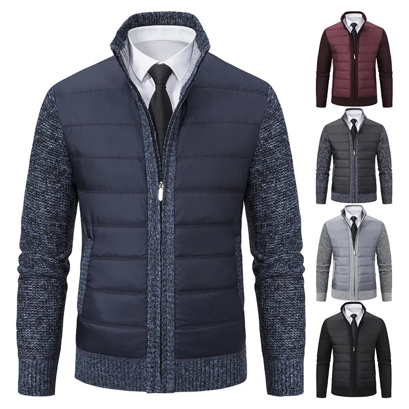Mauro | Hybrid Herrejakke | Slim Fit Overgangsjakke med Strikkede Ærmer & Vatteret Front