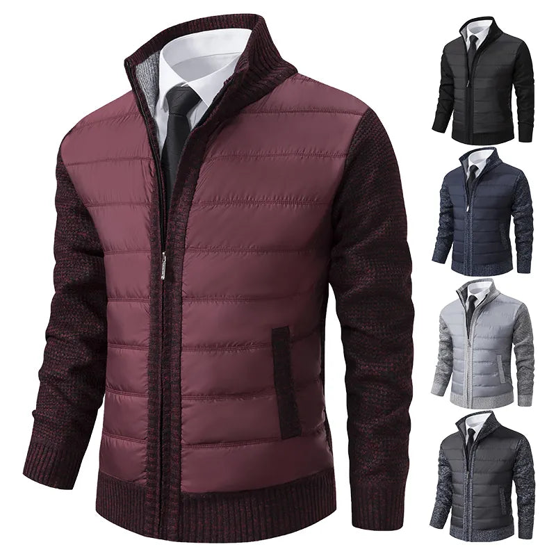 Mauro | Hybrid Herrejakke | Slim Fit Overgangsjakke med Strikkede Ærmer & Vatteret Front