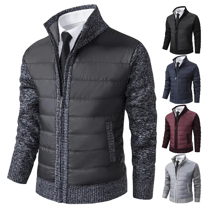 Mauro | Hybrid Herrejakke | Slim Fit Overgangsjakke med Strikkede Ærmer & Vatteret Front