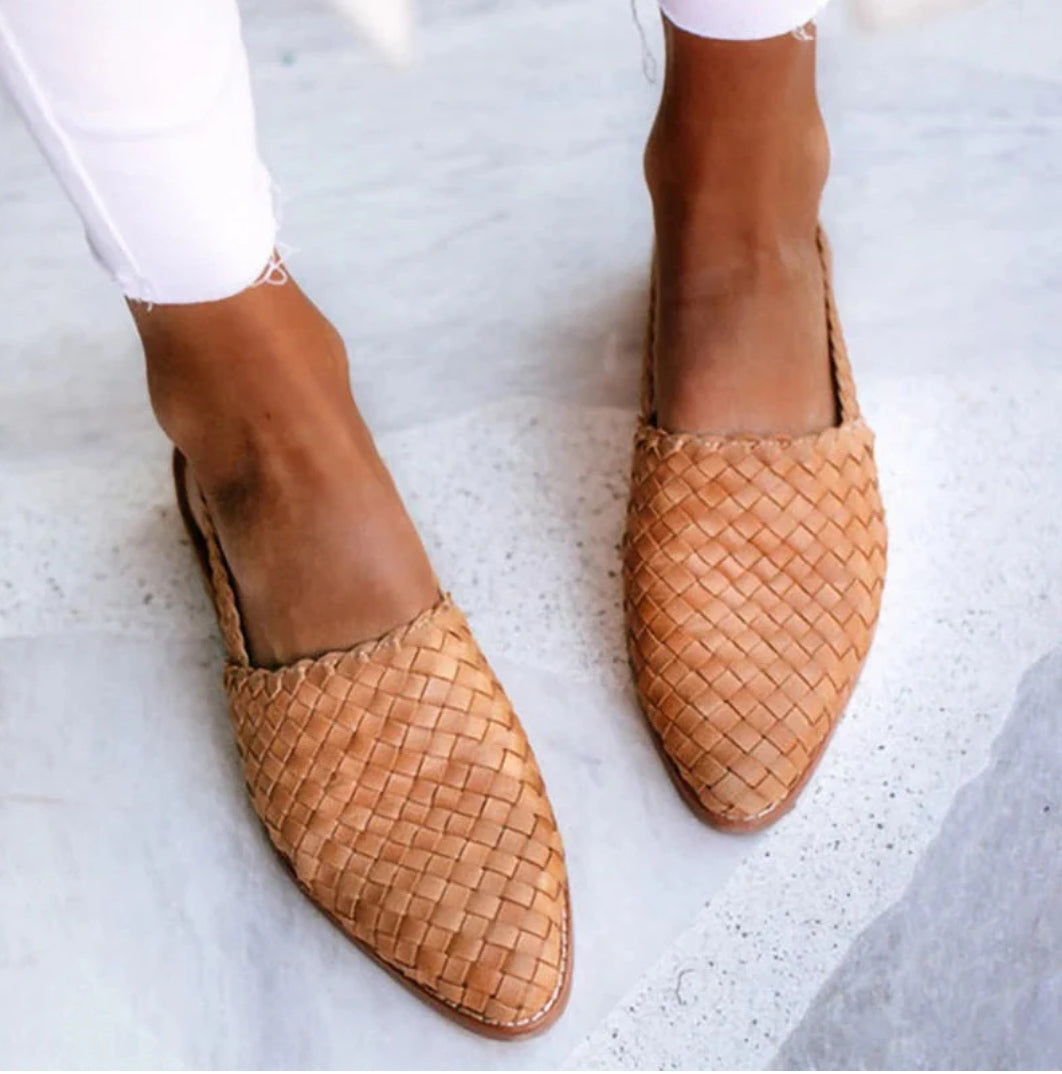 Aria | Damer Slingback Loafers | Flettet & Åben Hæl | Lav Hæl | Komfortabel & Trendy Sommertsko