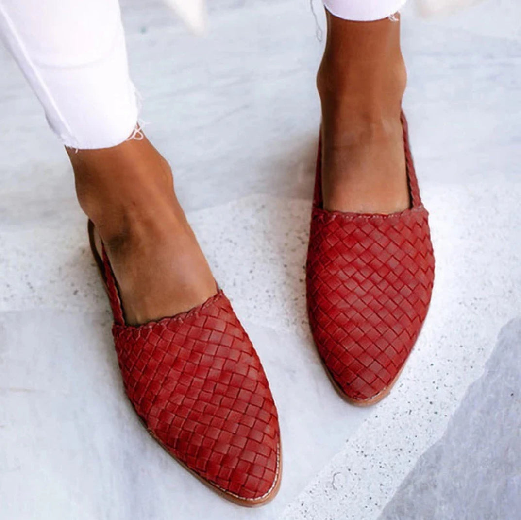 Aria | Damer Slingback Loafers | Flettet & Åben Hæl | Lav Hæl | Komfortabel & Trendy Sommertsko