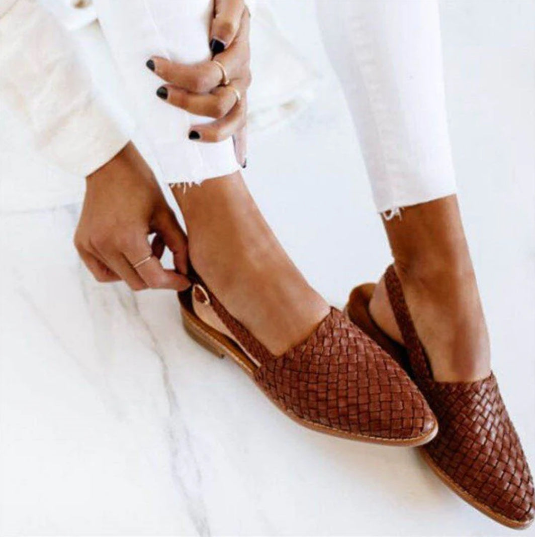 Aria | Damer Slingback Loafers | Flettet & Åben Hæl | Lav Hæl | Komfortabel & Trendy Sommertsko