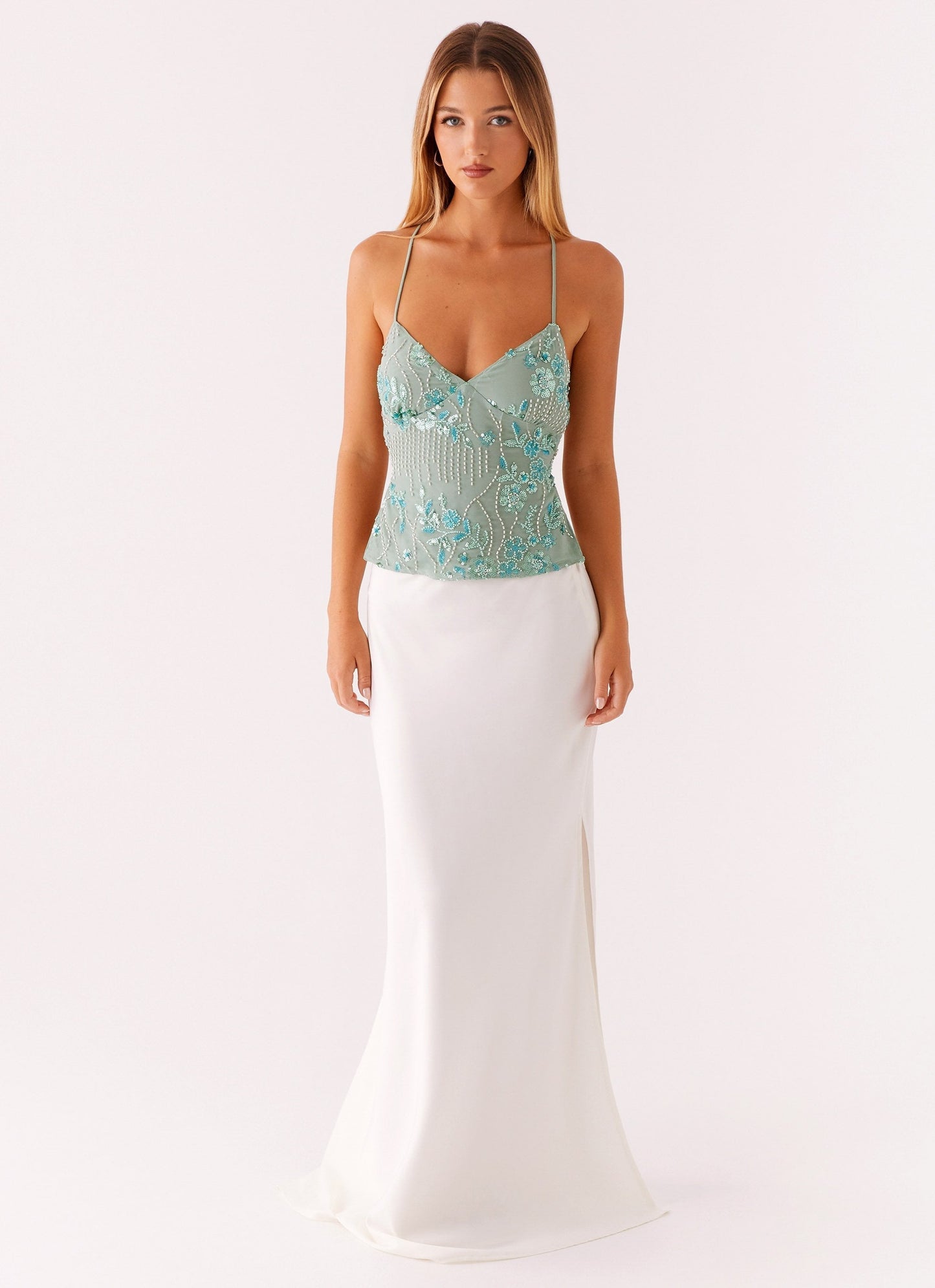 Lyra | Broderet Mesh Spaghettitop Damer