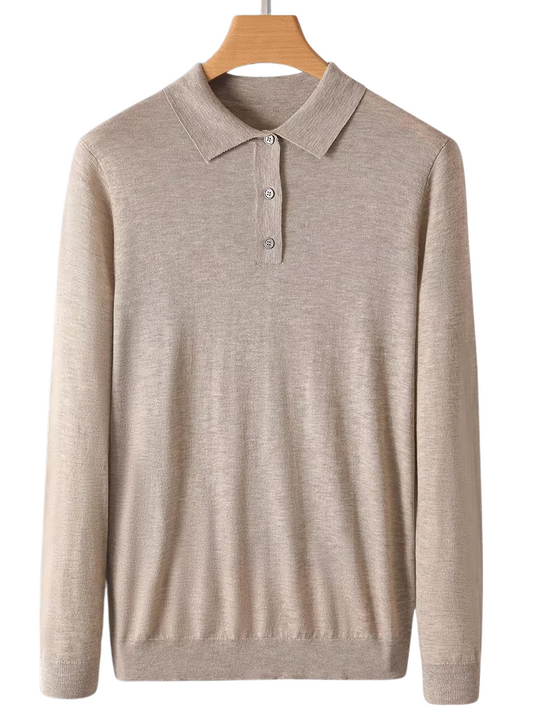Lucas™ | Heren Gebreide Polo met Lange Mouwen | Luxe Fijngebreide Smart Casual Knitwear