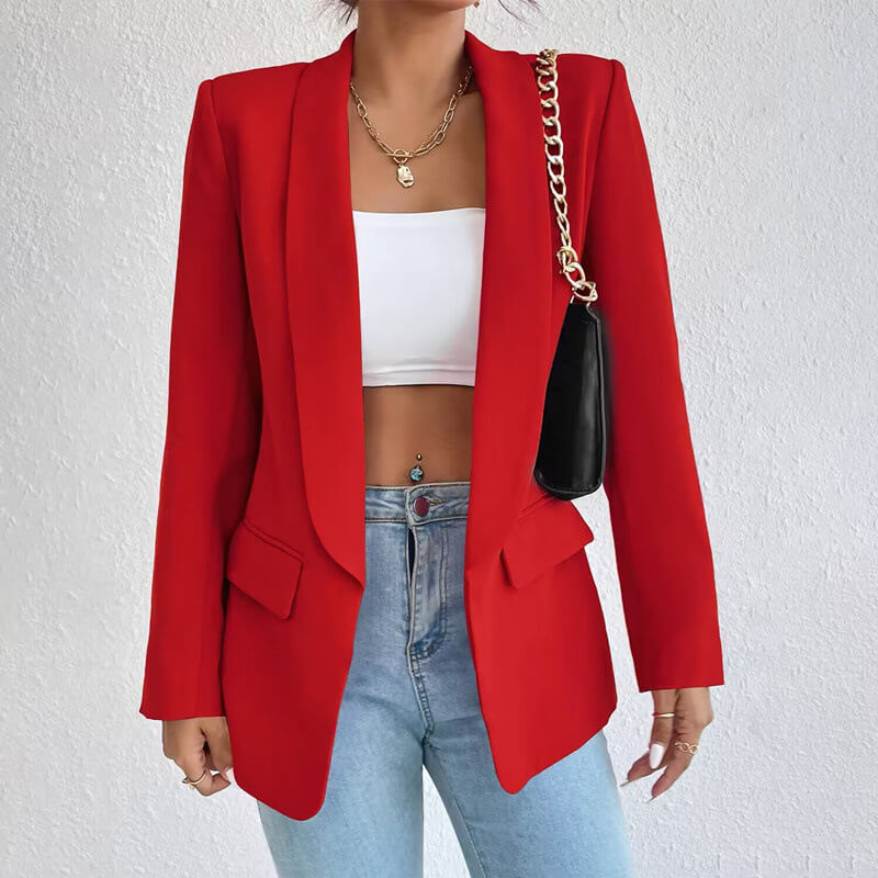 Valeria | Taljeret Åben Blazer til Damer Uden Knapper – Stilfuld og Alsidig