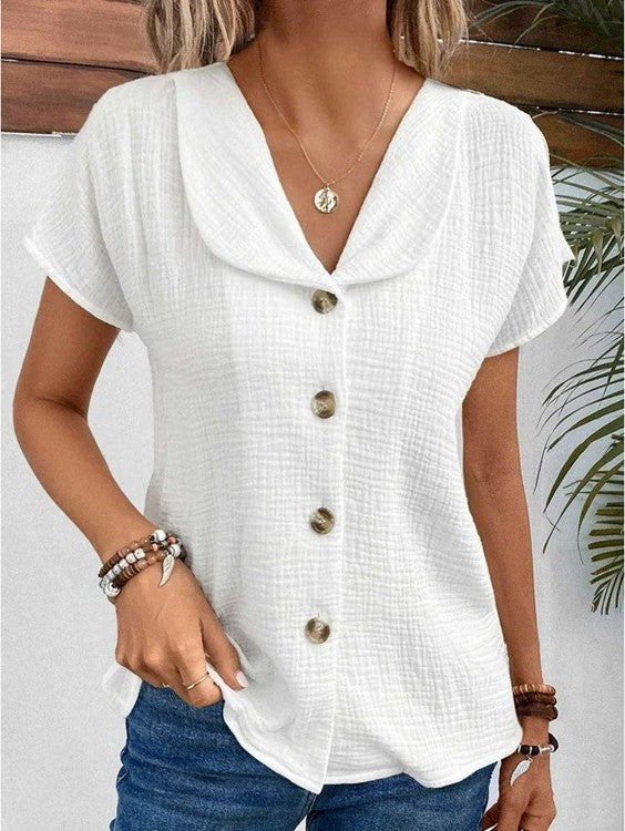 Laurent™ | Damer Chic Bluse med Elegant Krave, Knapper og Komfortabel Pasform