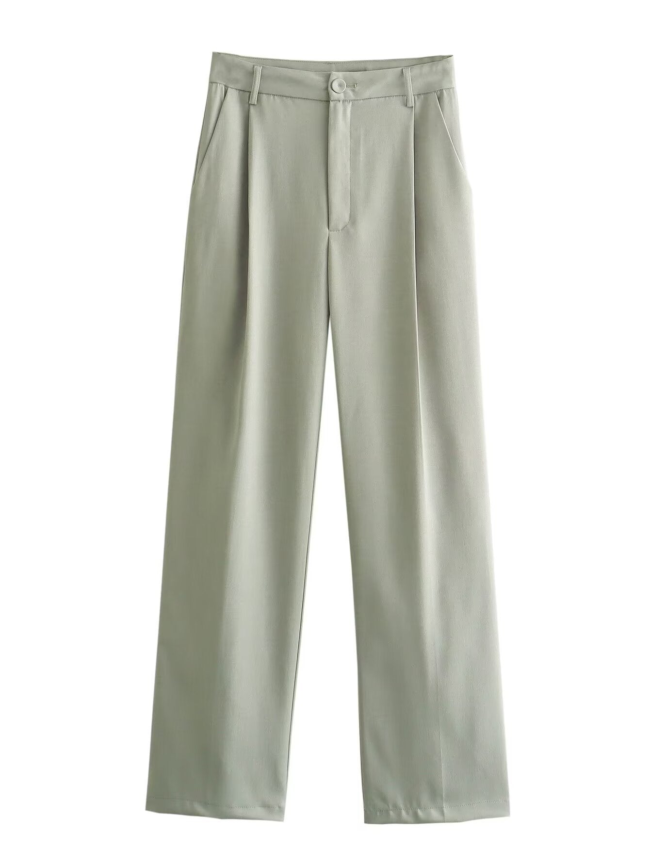 Dalia™ | 2-Del Damer Sæt med Croppet Utility Jakke og Lige High-Waist Bukser | Minimalistisk Salviegrøn Co-Ord Sæt