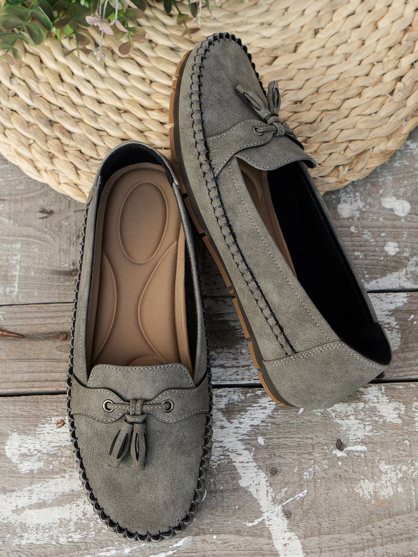 Calvina™ | Damer Mokkasiner i Ruskind | Komfortable Slip-Ons med Sløjfe og Fleksibel Skridsikker Sål