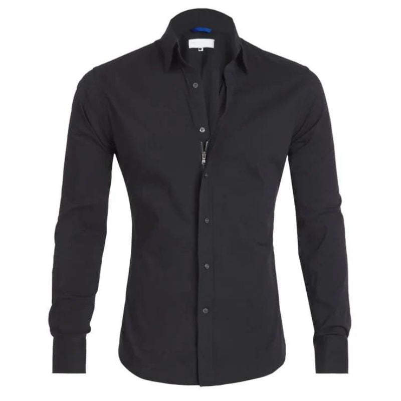 Roberto | Slim Fit Skjorte med Skjult Lynlås til Herrer