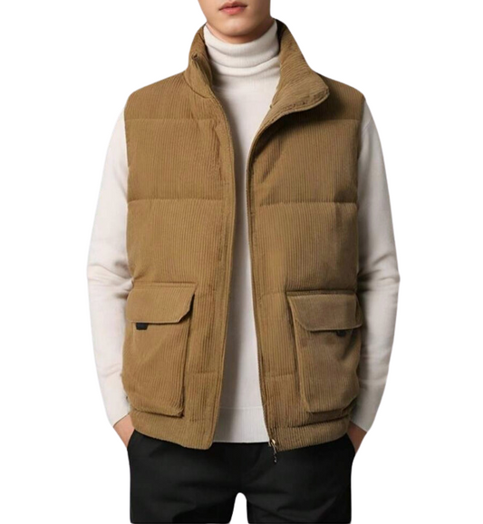 Edouard™ | Vatteret Herre Bodywarmer i Fløjl med Varm Fleeceforing