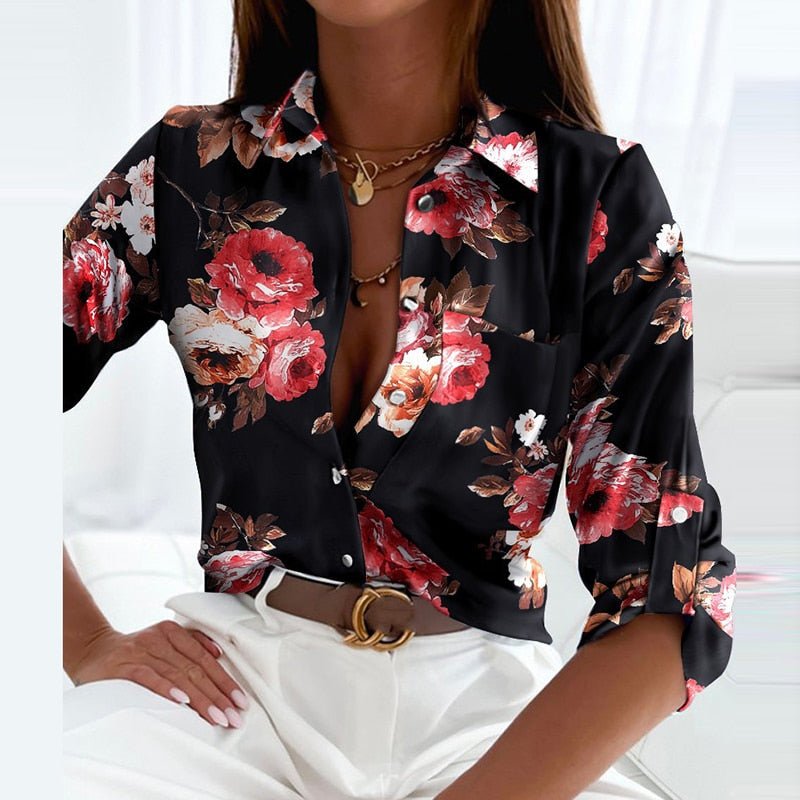 Luciana | Damebluse med Print og Lange Ærmer