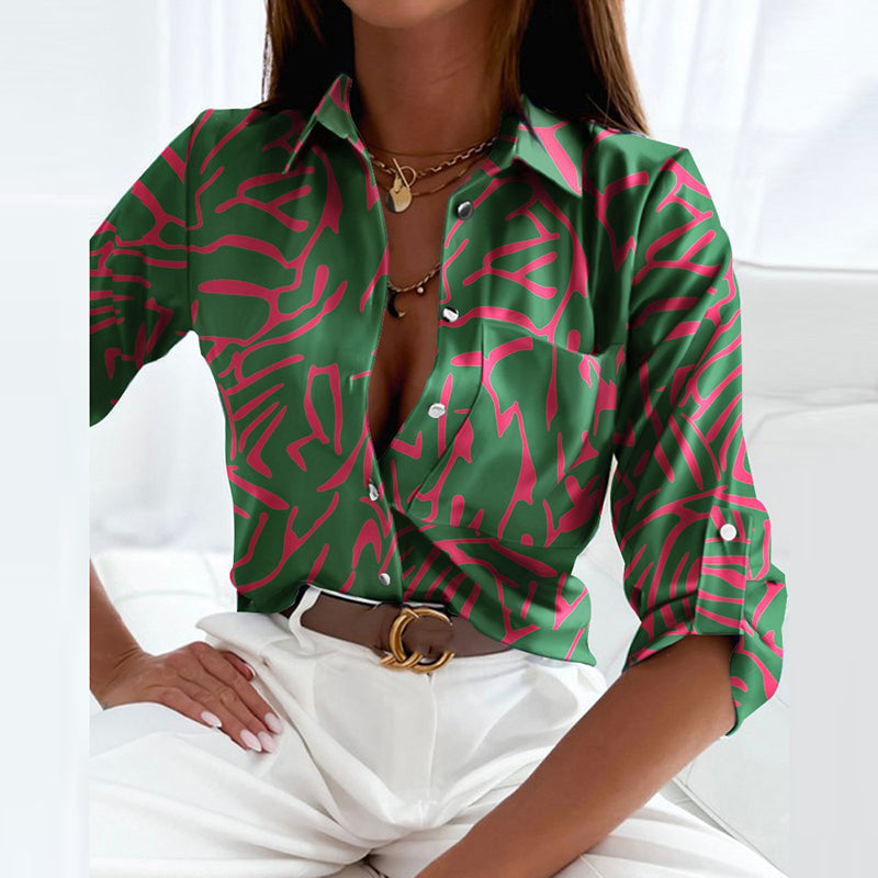 Luciana | Damebluse med Print og Lange Ærmer