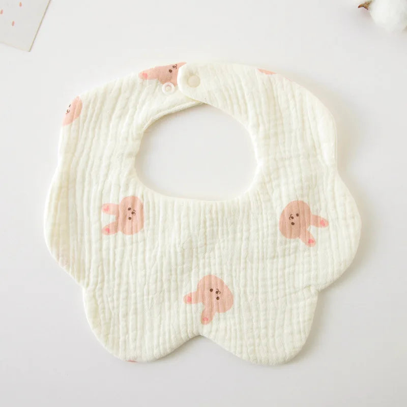 Elodie™ | Baby Hagesmække Bomuld med Blomstform og Legende Print | Musselin, Blød & Stilfuld Barselsgave