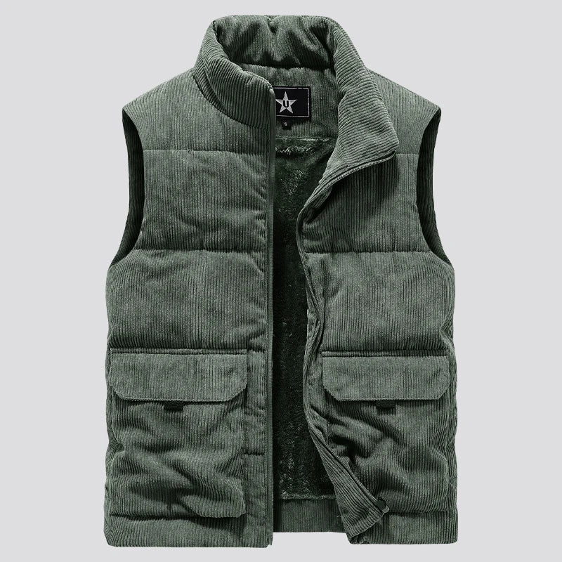 Edouard™ | Vatteret Herre Bodywarmer i Fløjl med Varm Fleeceforing