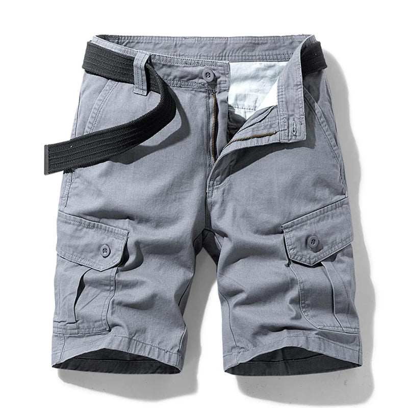 Garrion™ | Herre cargoshorts i bomuld med bælte | slidstærke shorts med flere lommer og lige pasform til outdoor og sommerbrug