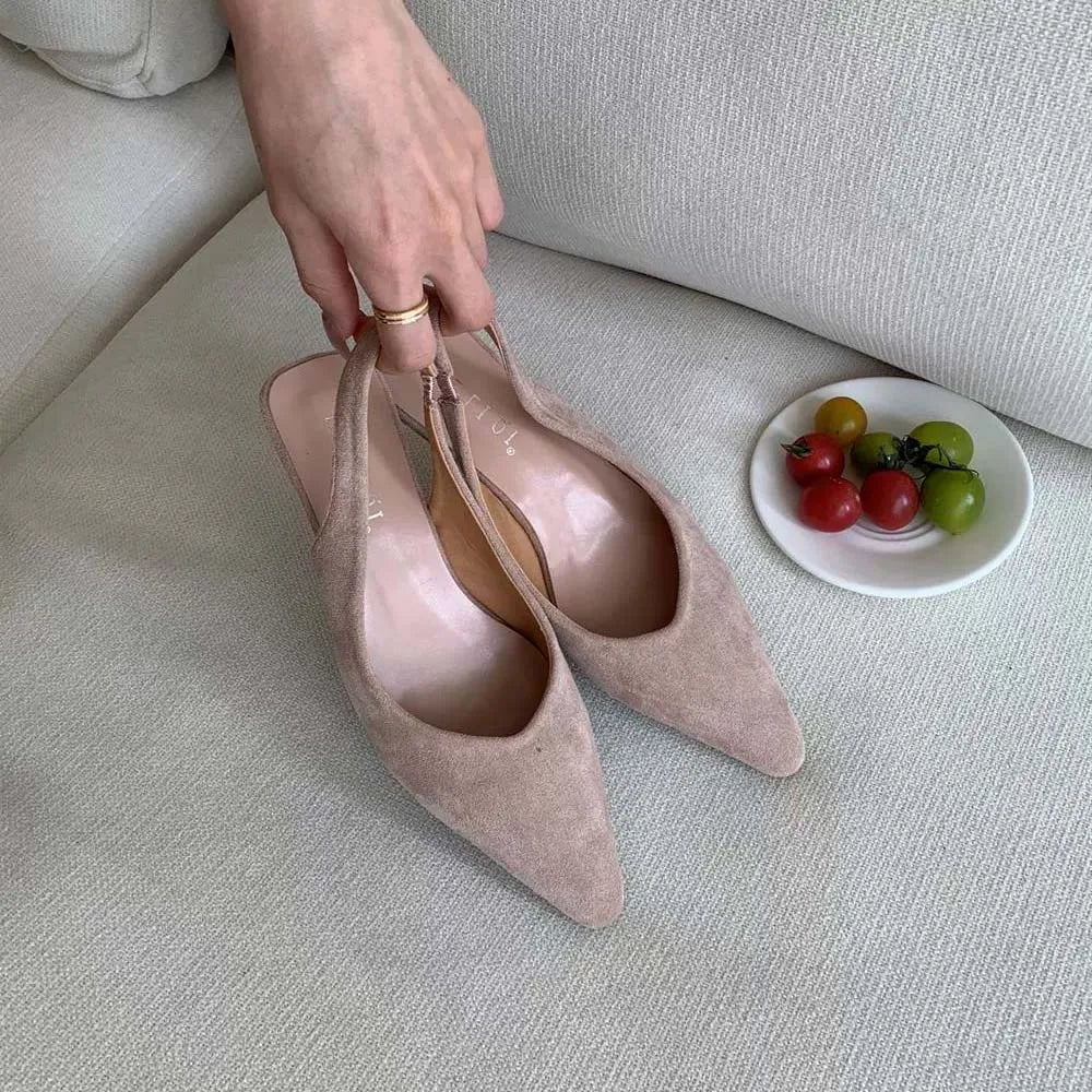 Maribel™ | Damer Slingback Flats Uden Hæl | Elegante Spidse Slip-Ons med Åben Hæl og Minimalistisk Design