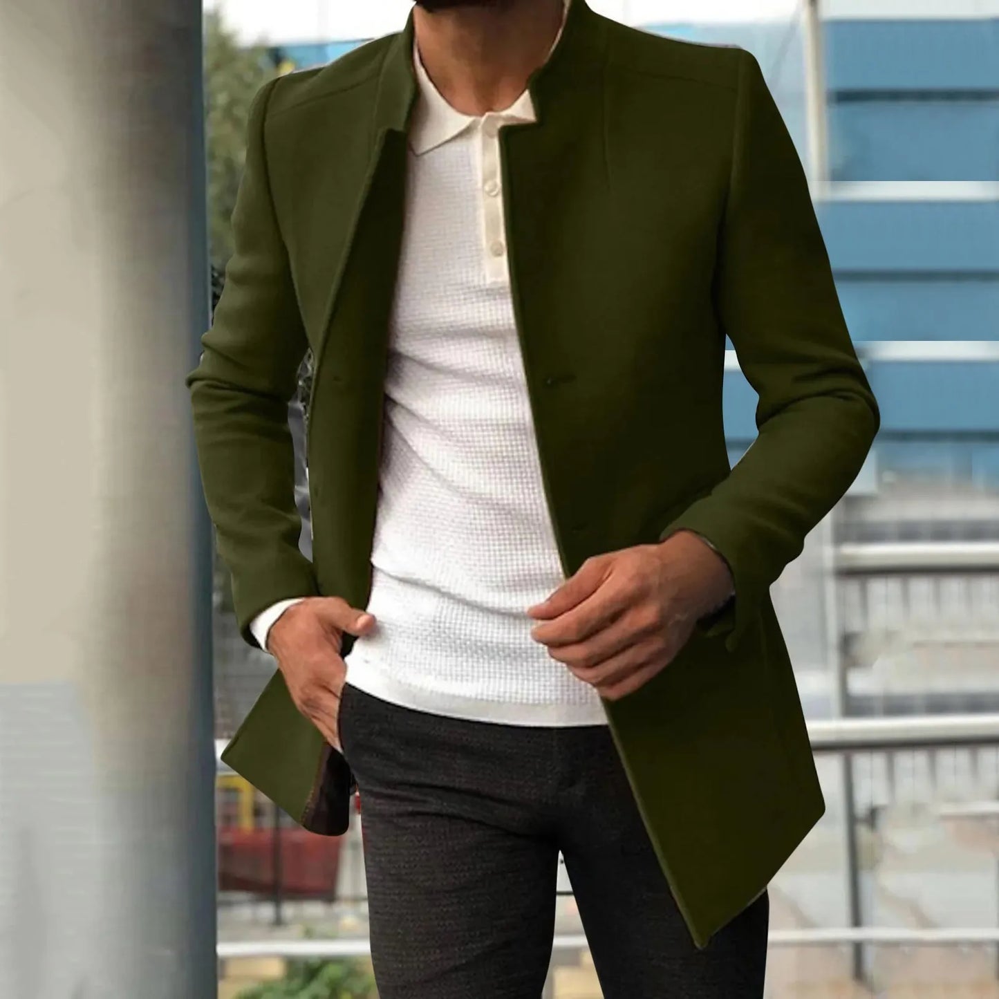 Hinzo™ | Herrer Lang Frakke med Tidløs Elegance og Moderne Flair