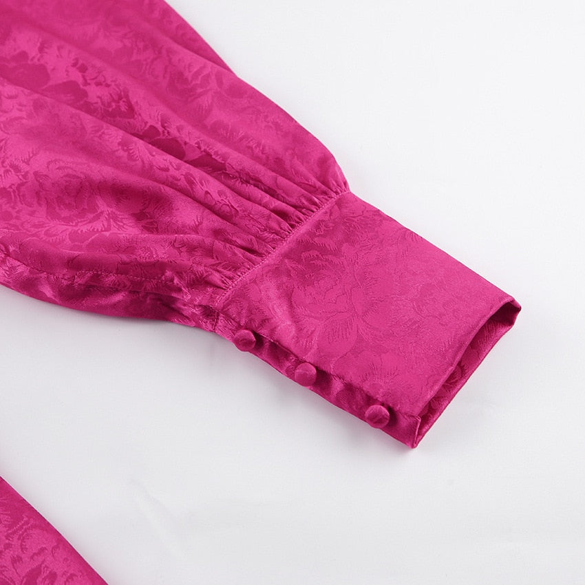 Marsha™ | Satin Mini Kjole til Damer med Ballonærmer og Dyb V-udskæring | Festlig Look