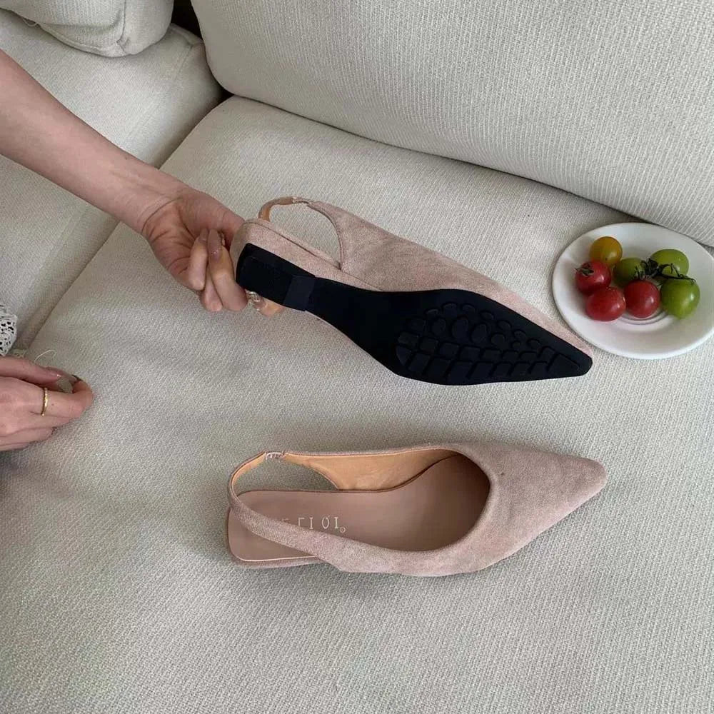 Maribel™ | Damer Slingback Flats Uden Hæl | Elegante Spidse Slip-Ons med Åben Hæl og Minimalistisk Design