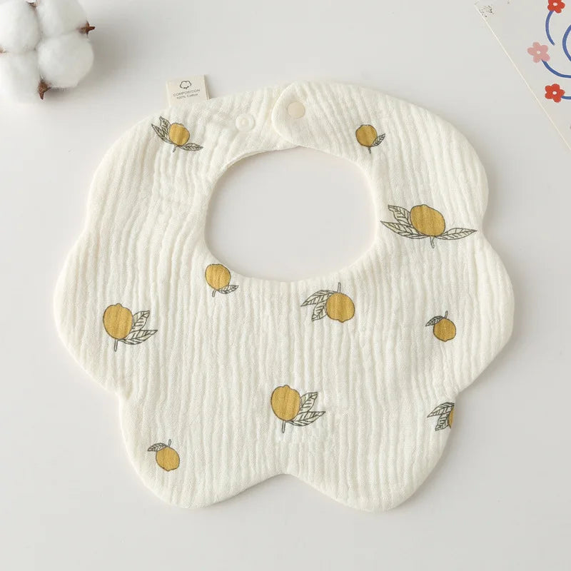 Elodie™ | Baby Hagesmække Bomuld med Blomstform og Legende Print | Musselin, Blød & Stilfuld Barselsgave