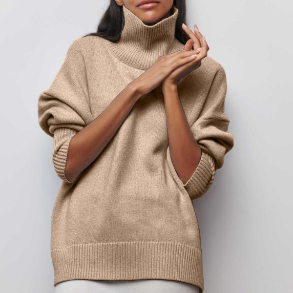 Tiffany™ | Elegant Strikket Oversized Damer Rullekrave med Trendy Pasform