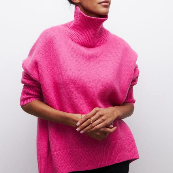 Tiffany™ | Elegant Strikket Oversized Damer Rullekrave med Trendy Pasform