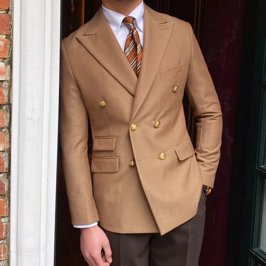 Aurelio | Slim Fit Blazer med Dobbelt Guldfarvet Knaplukning Herrer