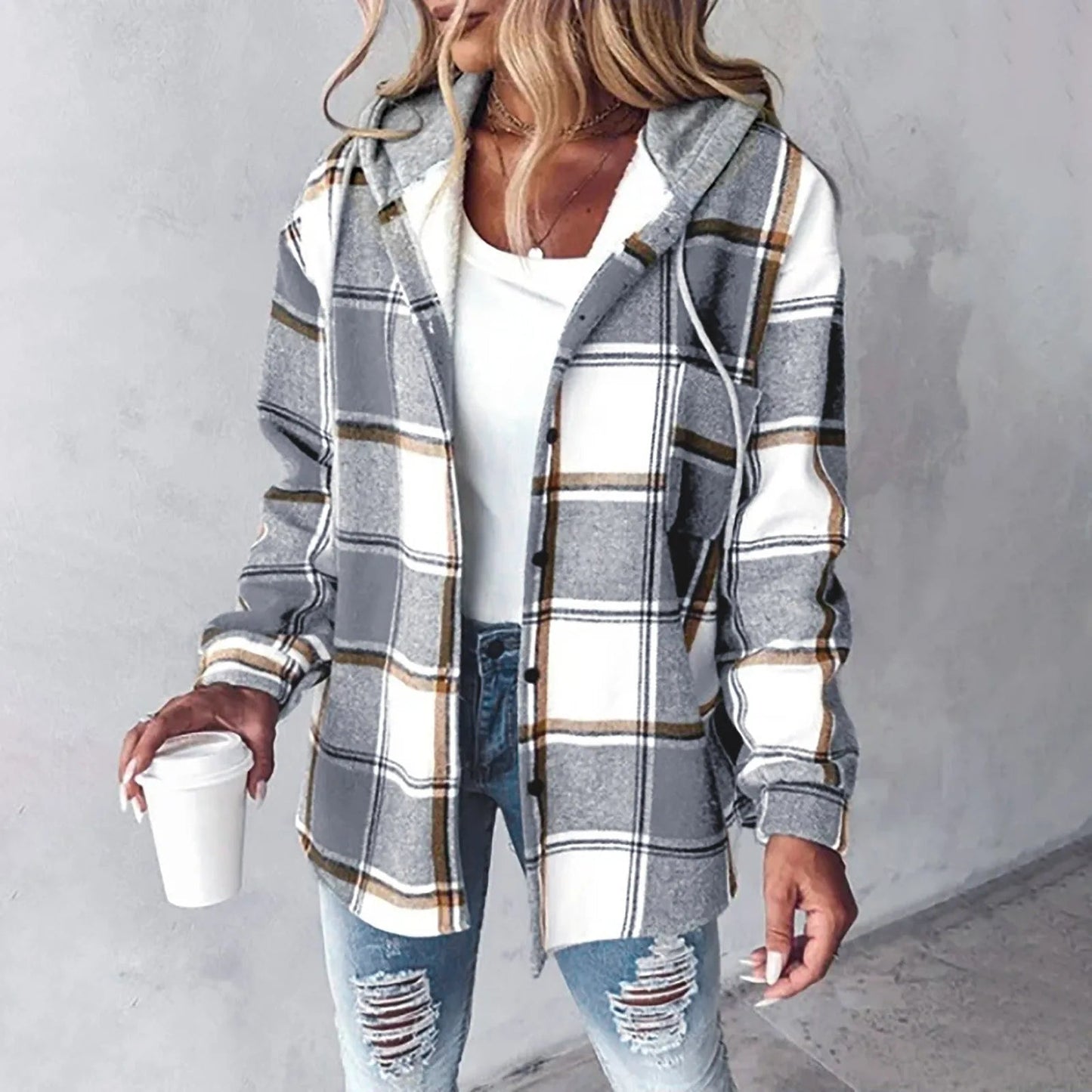 Anna™ | Damer Foret Vest med Hætte i Ternet Design til Varme Efterårsdage