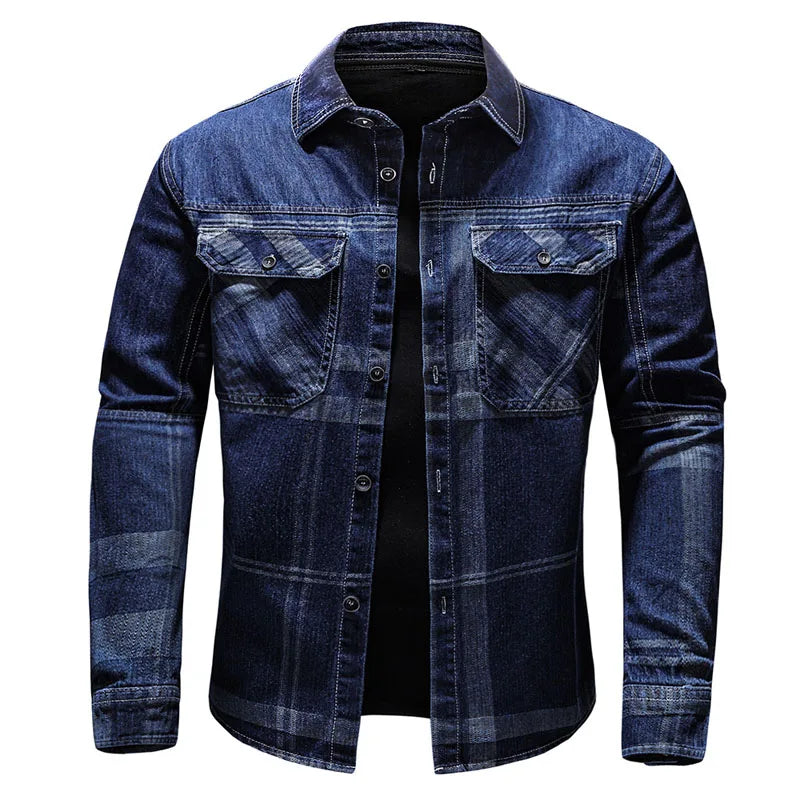 Darell | Herre Denim Overshirt med Ternet Mønster