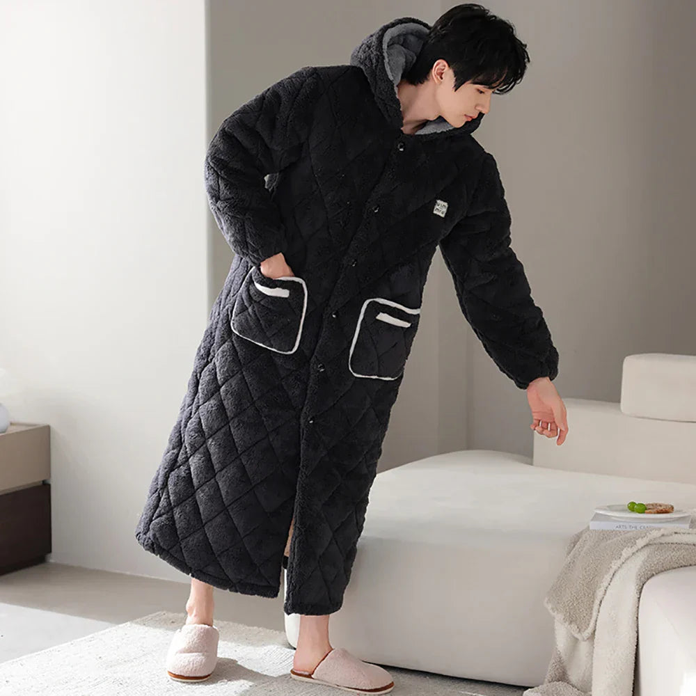 Lucien | Ekstra Lang Fleece Hjemmerobe Herrer