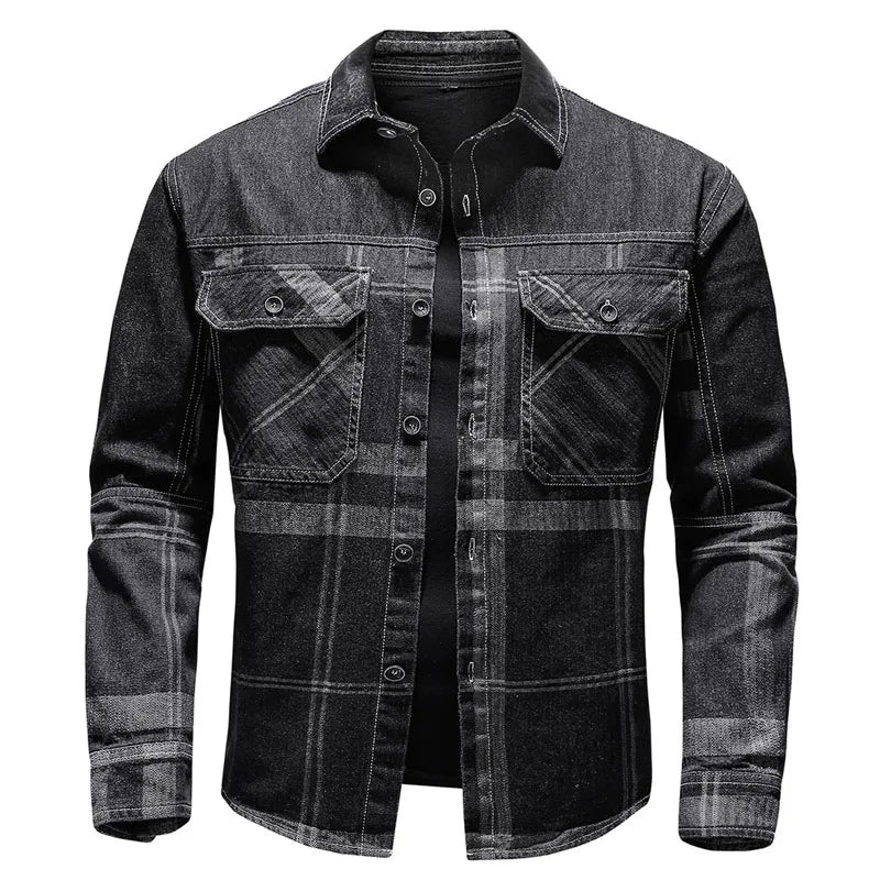 Darell | Herre Denim Overshirt med Ternet Mønster