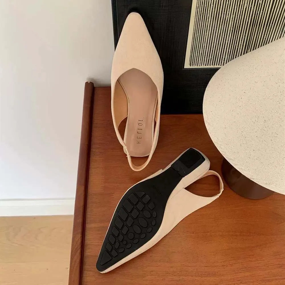 Maribel™ | Damer Slingback Flats Uden Hæl | Elegante Spidse Slip-Ons med Åben Hæl og Minimalistisk Design