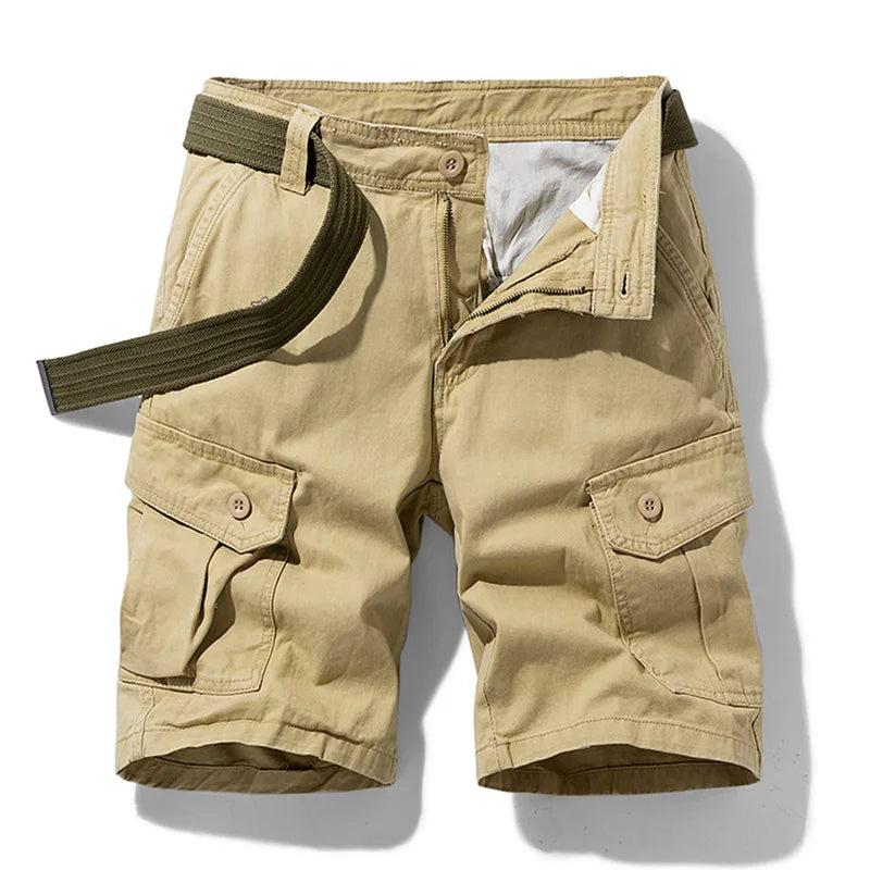Garrion™ | Herre cargoshorts i bomuld med bælte | slidstærke shorts med flere lommer og lige pasform til outdoor og sommerbrug