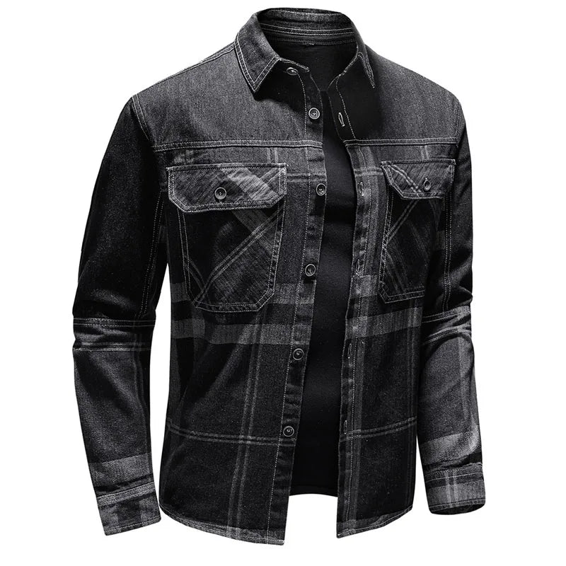 Darell | Herre Denim Overshirt med Ternet Mønster