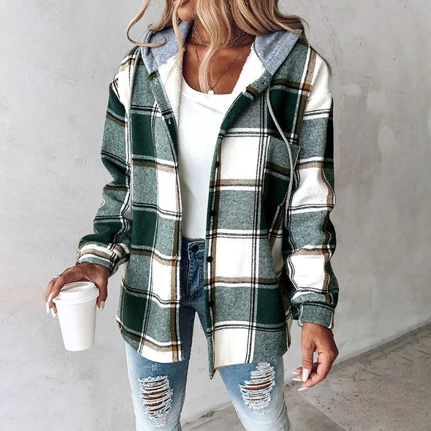Anna™ | Damer Foret Vest med Hætte i Ternet Design til Varme Efterårsdage