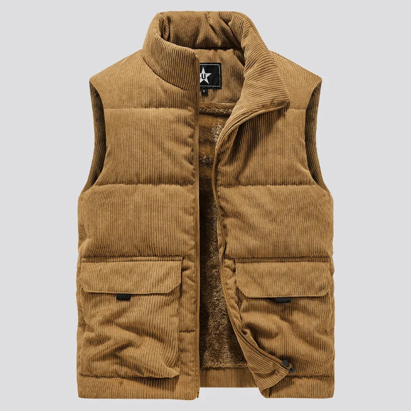 Edouard™ | Vatteret Herre Bodywarmer i Fløjl med Varm Fleeceforing