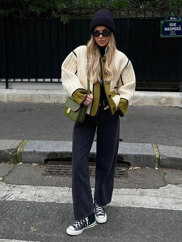 Cédrine | Damer Vatteret Jakke med Kontrastdetaljer