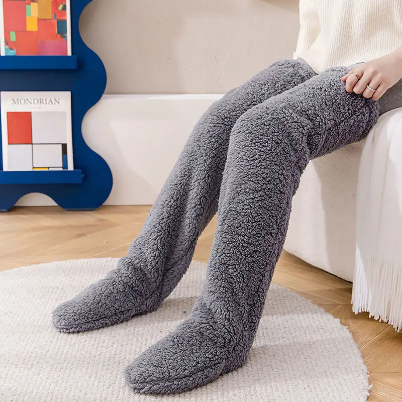 CoziSnug™ | Varme Lange Strømper over Knæene med Elastisk Greb og Tåudskæringer