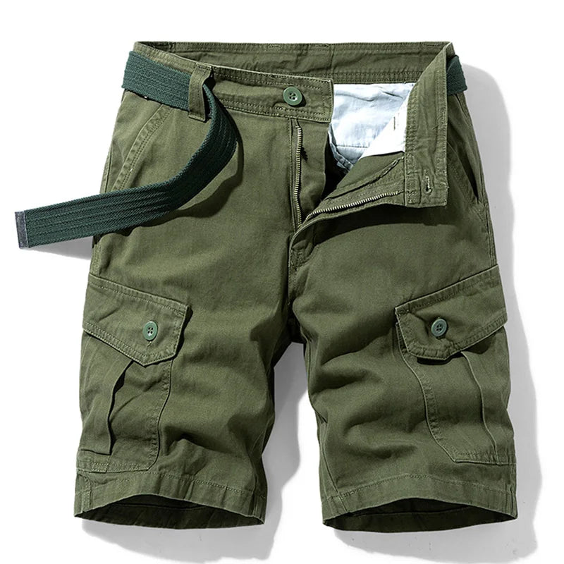 Garrion™ | Herre cargoshorts i bomuld med bælte | slidstærke shorts med flere lommer og lige pasform til outdoor og sommerbrug