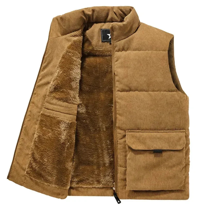 Edouard™ | Vatteret Herre Bodywarmer i Fløjl med Varm Fleeceforing