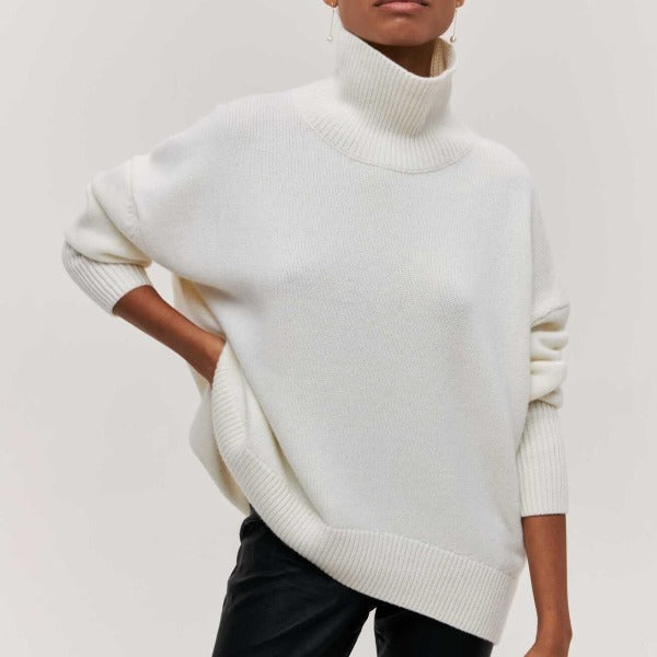 Tiffany™ | Elegant Strikket Oversized Damer Rullekrave med Trendy Pasform