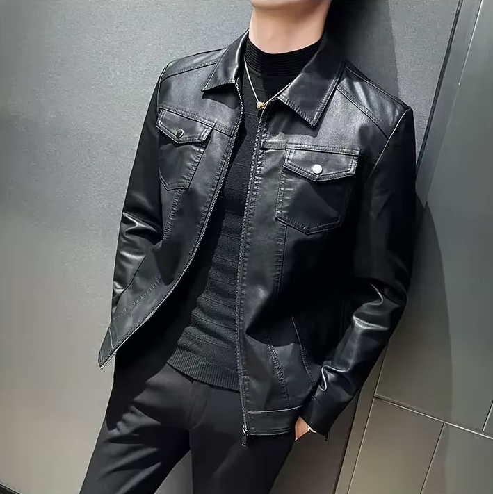 Rogue™ | Herrer Sort Læderjakke | Lynlås