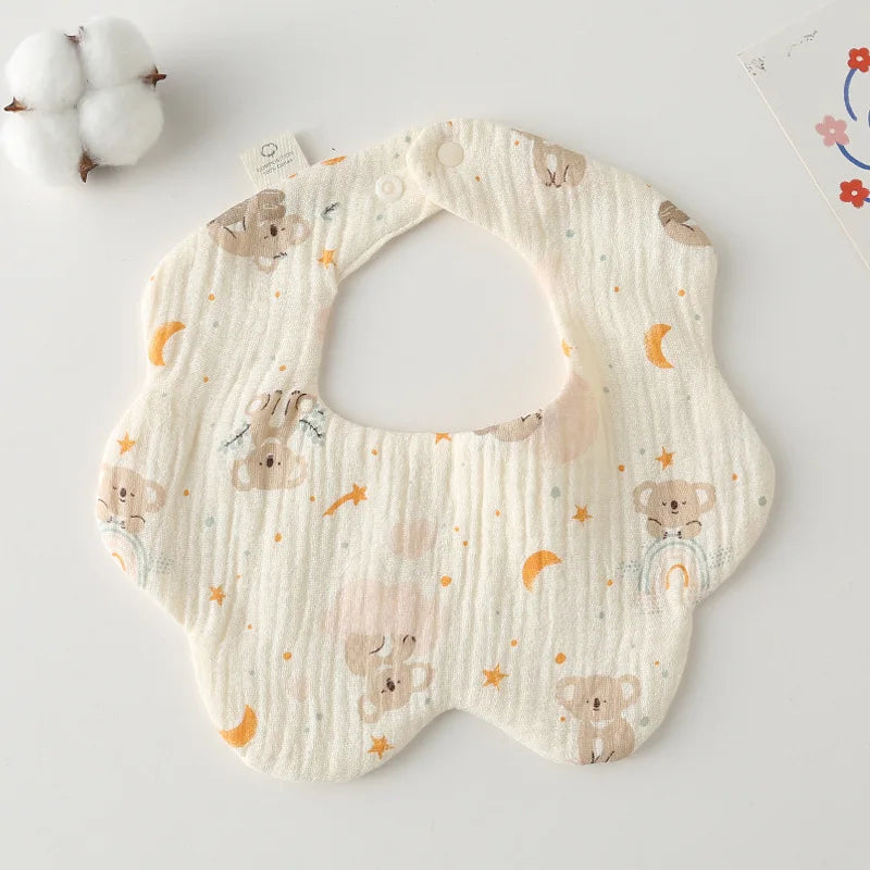 Elodie™ | Baby Hagesmække Bomuld med Blomstform og Legende Print | Musselin, Blød & Stilfuld Barselsgave