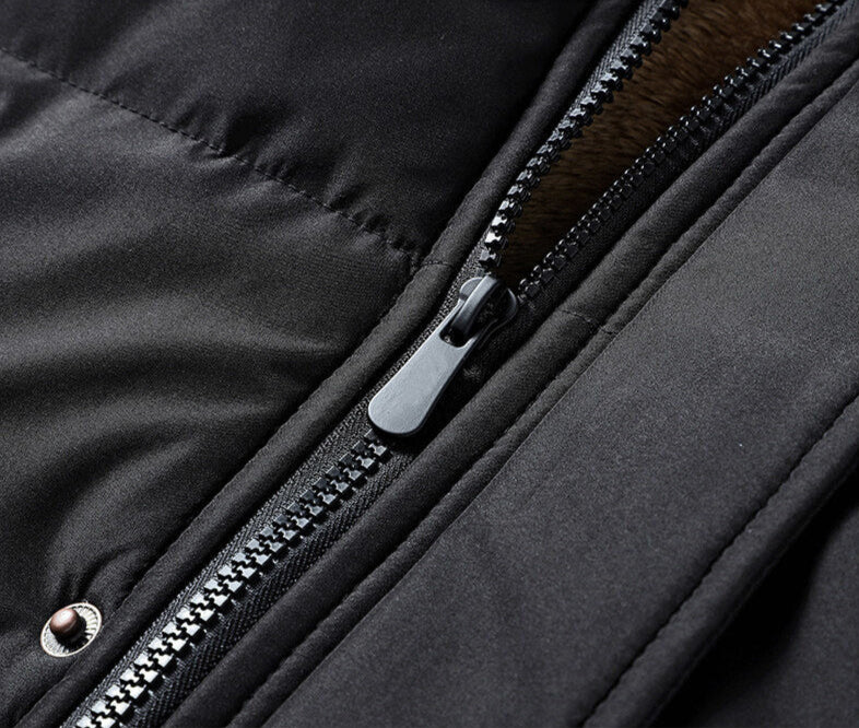 Para™ | Luksuriøs Herre Parka Vinterjakke med Teddylining og Pelsforet Hætte