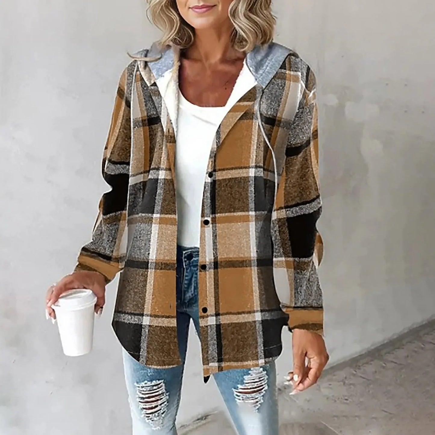 Anna™ | Damer Foret Vest med Hætte i Ternet Design til Varme Efterårsdage